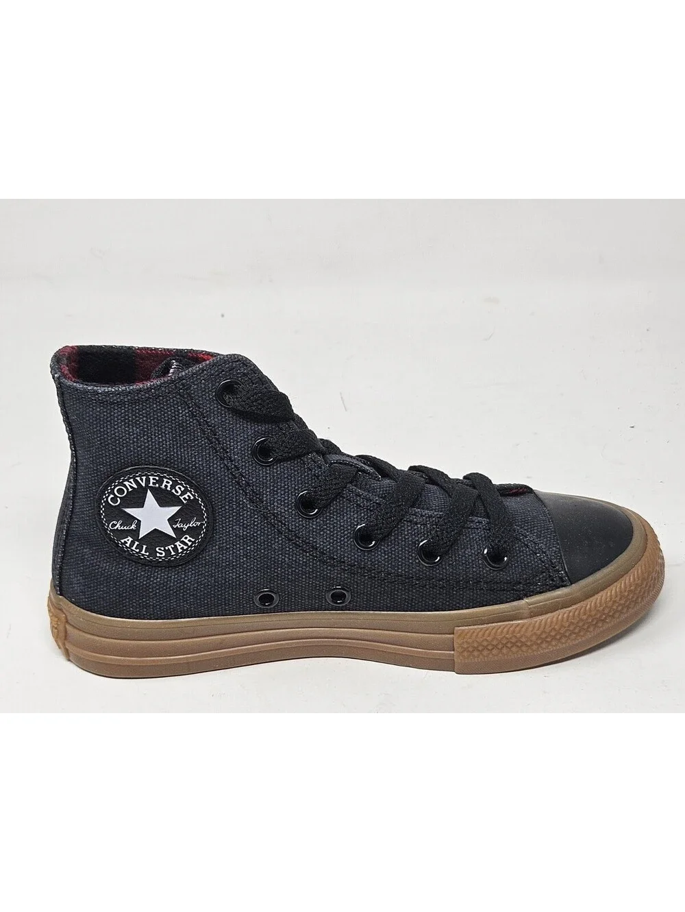 Converse Youth Size 13 Chuck Taylor All Star Gum Bottom Black Flannel Lined